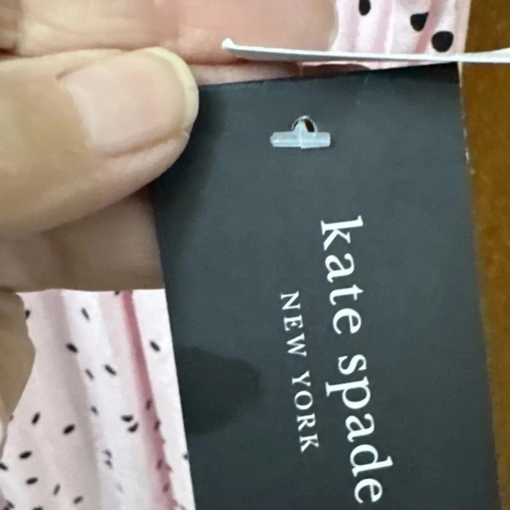 NWT Women 1X Kate Spade PINK/BLACK SCATTERED DOTS Soft Knit Jersey Nightgown
